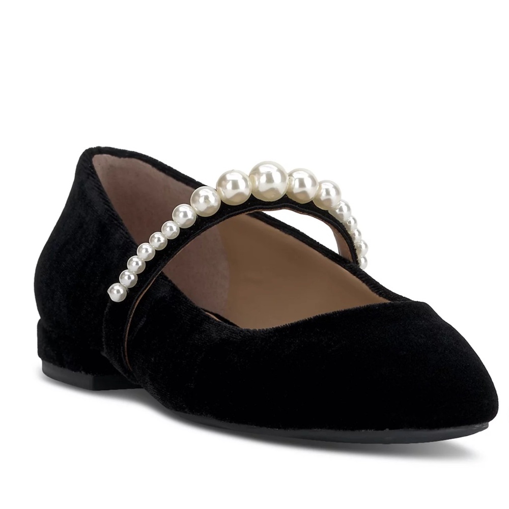 On 34th Sarrya Pearl Mary-Jane Flats, Created for Macy's - Black Velvet
